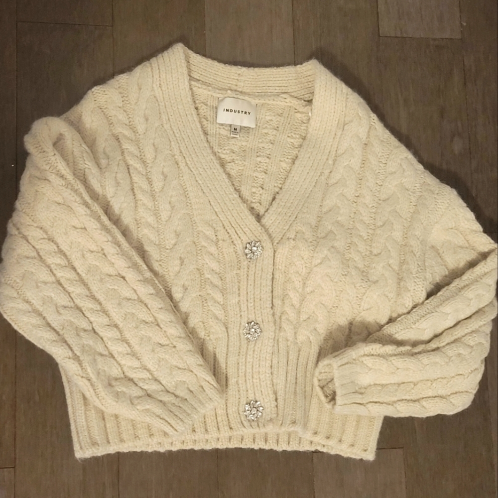 Industry Beige 3 Button Cardigan
